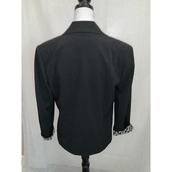 Chico's Black - Animal-Print Lined Blazer/Jacket size 1 Medium - Picture 2 of 5